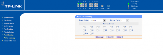 Switch TP-LINK SL-2218WEB ukázka webového rozhraní
