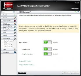 AMD Vision Engine Control Center: AMD Overdrive
