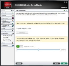 AMD Vision Engine Control Center: CPU Overdrive