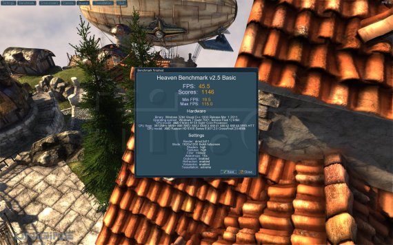 Unigine Heaven Benchmark 2.5 - výsledky testu s procesorem AMD FX-8150 a 2× Radeon HD 6970