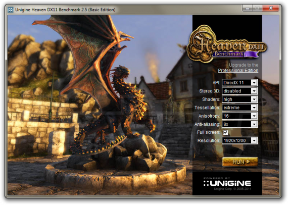 Unigine Heaven Benchmark 2.5 - nastavení testu Unigine Heaven Benchmark 2.5 - nastavení testu