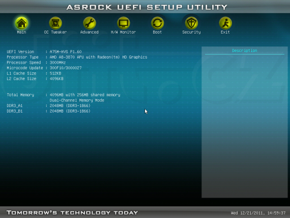 ASRock A75M-HVS + AMD A8-3870K