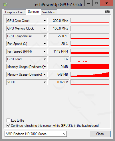 GPU-Z - Radeon HD 7850 - stav v klidu